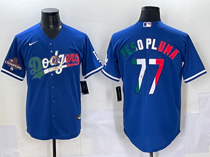 Men 2025 Los Angeles Dodgers #77 Pesopluma Blue Nike MLB Jersey style 001